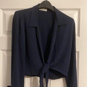 Impeccable Pig navy collared blouse